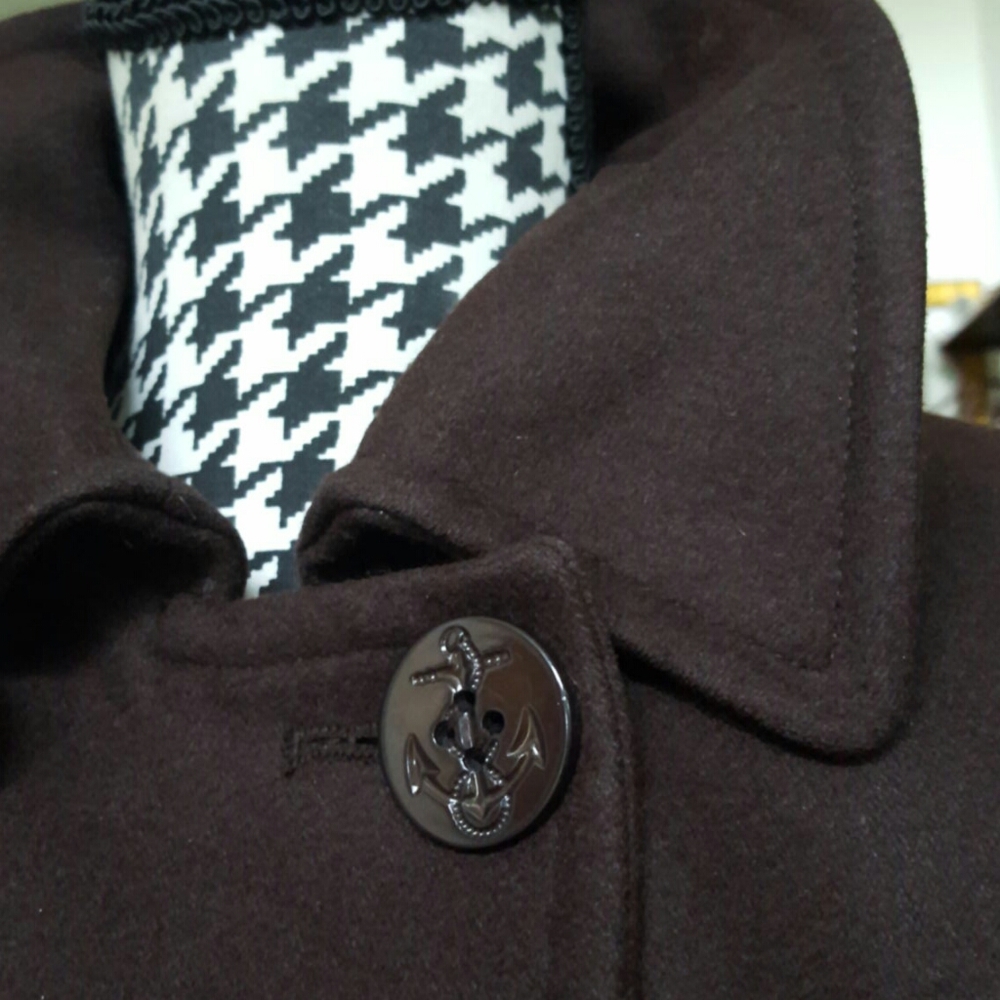 Signature Brown Wool Blend Pea Coat Size 6 - Picture 6 of 10